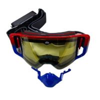 AiM Очки снегоходные с магнитной линзой и подогревом (PRO) 31-107 Accu Heated Red-Blue Glossy в Волгограде